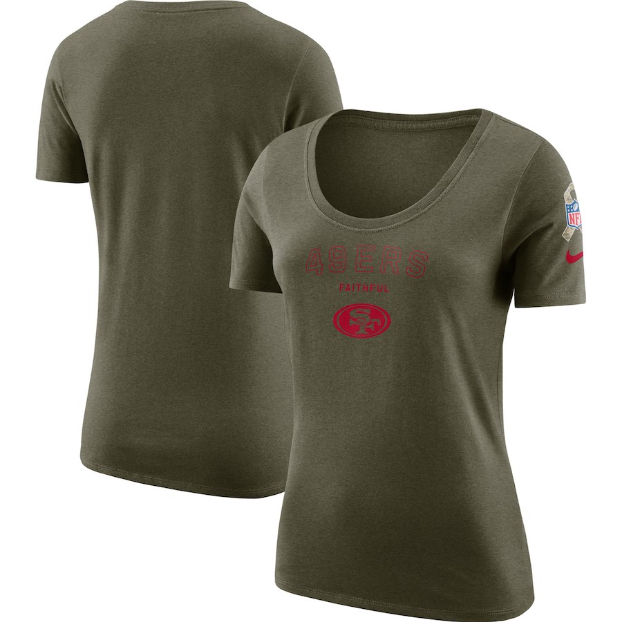 San Francisco 49ers Nike Women's Salute To Service Legend Scoop Neck T-Shirt Olive San Francisco 49ers Nike Women's Salute To Service Legend Scoop Neck T-Shirt Olive