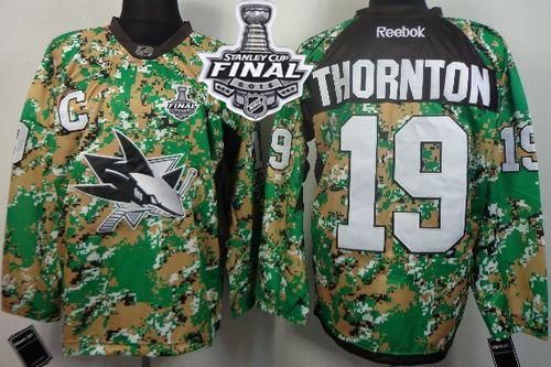 Sharks #19 Joe Thornton Camo Veterans Day Practice 2016 Stanley Cup Final Patch Stitched NHL Jersey Sharks #19 Joe Thornton Camo Veterans Day Practice 2016 Stanley Cup Final Patch Stitched NHL Jersey