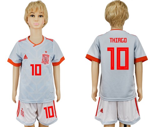 Spain #10 Thiago Away Kid Soccer Country Jersey Spain #10 Thiago Away Kid Soccer Country Jersey