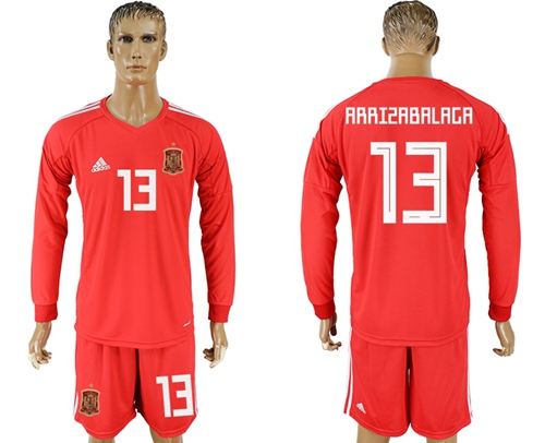 Spain #13 Arrizabalaga Red Long Sleeves Goalkeeper Soccer Country Jersey Spain #13 Arrizabalaga Red Long Sleeves Goalkeeper Soccer Country Jersey