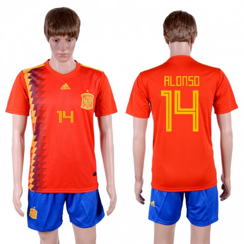 Spain #14 Alonso Home Soccer Country Jersey Spain #14 Alonso Home Soccer Country Jersey