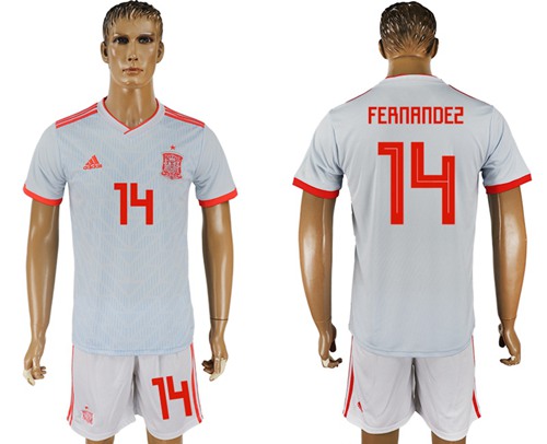 Spain #14 Fernandez Away Soccer Country Jersey Spain #14 Fernandez Away Soccer Country Jersey