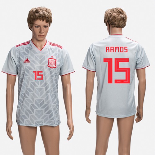 Spain #15 Ramos Grey Training Soccer Country Jersey Spain #15 Ramos Grey Training Soccer Country Jersey