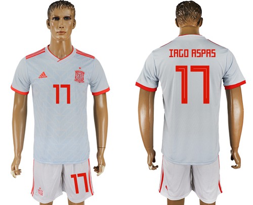Spain #17 Iago Aspas Away Soccer Country Jersey Spain #17 Iago Aspas Away Soccer Country Jersey
