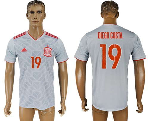 Spain #19 Diego Costa Away Soccer Country Jersey Spain #19 Diego Costa Away Soccer Country Jersey