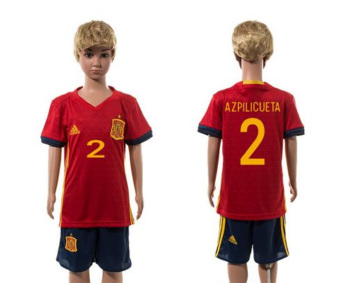 Spain #2 Azpilicueta Red Home Kid Soccer Country Jersey Spain #2 Azpilicueta Red Home Kid Soccer Country Jersey
