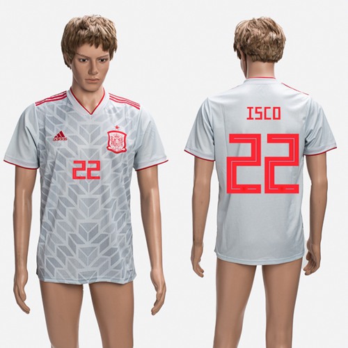 Spain #22 Isco Grey Training Soccer Country Jersey Spain #22 Isco Grey Training Soccer Country Jersey