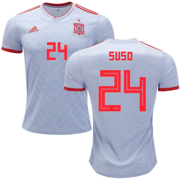 Spain #24 Suso Away Soccer Country Jersey Spain #24 Suso Away Soccer Country Jersey