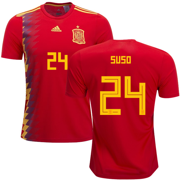 Spain #24 Suso Home Soccer Country Jersey Spain #24 Suso Home Soccer Country Jersey