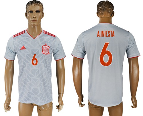 Spain #6 A.Iniesta Away Soccer Country Jersey Spain #6 A.Iniesta Away Soccer Country Jersey