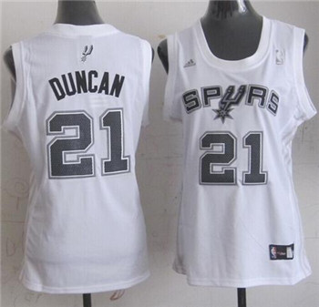 Spurs #21 Tim Duncan White Fashion Women's Stitched NBA Jersey Spurs #21 Tim Duncan White Fashion Women's Stitched NBA Jersey