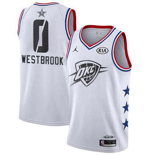 Thunder #0 Russell Westbrook White Basketball Jordan Swingman 2019 All-Star Game Jersey Thunder #0 Russell Westbrook White Basketball Jordan Swingman 2019 All-Star Game Jersey