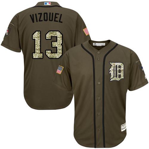 Tigers #13 Omar Vizquel Green Salute to Service Stitched Youth MLB Jersey Tigers #13 Omar Vizquel Green Salute to Service Stitched Youth MLB Jersey