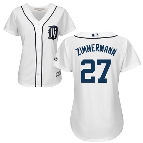 Tigers #27 Jordan Zimmermann White Home Women's Stitched MLB Jersey Tigers #27 Jordan Zimmermann White Home Women's Stitched MLB Jersey