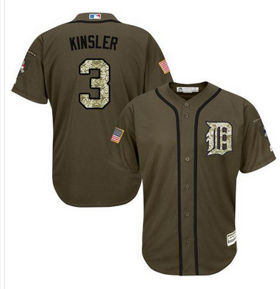 Tigers #3 Ian Kinsler Green Salute to Service Stitched MLB Jersey Tigers #3 Ian Kinsler Green Salute to Service Stitched MLB Jersey