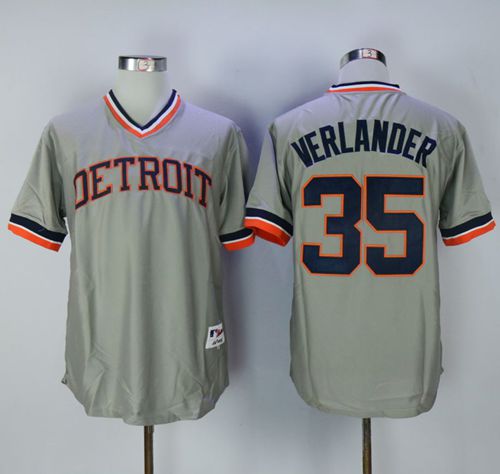 Tigers #35 Justin Verlander Grey Cooperstown Throwback Stitched MLB Jersey Tigers #35 Justin Verlander Grey Cooperstown Throwback Stitched MLB Jersey