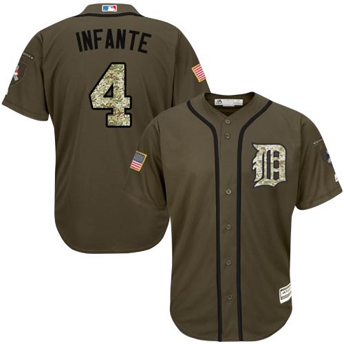 Tigers #4 Omar Infante Green Salute to Service Stitched Youth MLB Jersey Tigers #4 Omar Infante Green Salute to Service Stitched Youth MLB Jersey