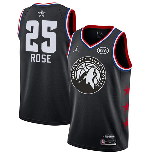 Timberwolves #25 Derrick Rose Black Basketball Jordan Swingman 2019 All-Star Game Jersey Timberwolves #25 Derrick Rose Black Basketball Jordan Swingman 2019 All-Star Game Jersey