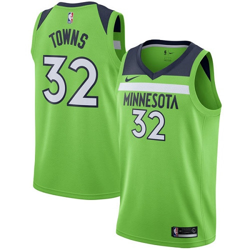 Timberwolves #32 Karl-Anthony Towns Green Youth Basketball Swingman Statement Edition Jersey