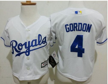 Toddler Kansas City Royals #4 Alex Gordon White Cool Base Stitched MLB Jersey Toddler Kansas City Royals #4 Alex Gordon White Cool Base Stitched MLB Jersey