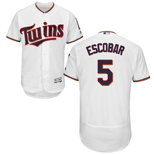 Twins #5 Eduardo Escobar White Flexbase Authentic Collection Stitched Baseball Jersey Twins #5 Eduardo Escobar White Flexbase Authentic Collection Stitched Baseball Jersey