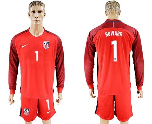 USA #1 Howard Away Long Sleeves Soccer Country Jersey USA #1 Howard Away Long Sleeves Soccer Country Jersey