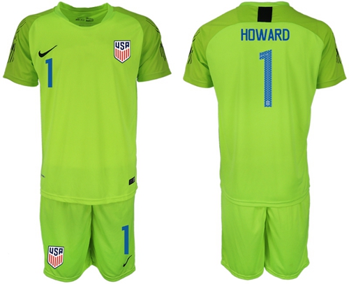 USA #1 Howard Shiny Green Goalkeeper Soccer Country Jersey USA #1 Howard Shiny Green Goalkeeper Soccer Country Jersey