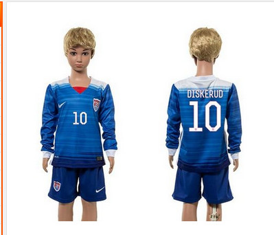 USA #10 Diskerud Away Long Sleeves Kid Soccer Country Jersey
