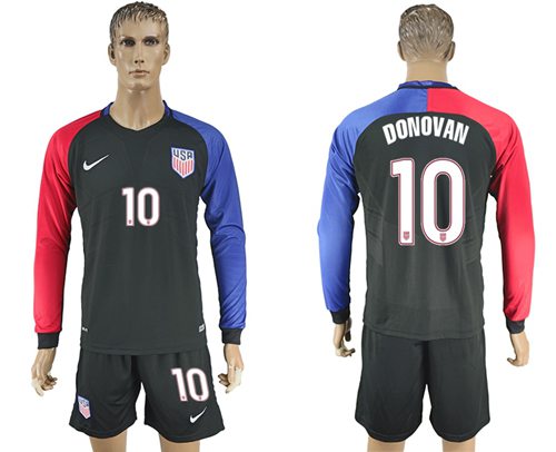 USA #10 Donovan Away Long Sleeves Soccer Country Jersey USA #10 Donovan Away Long Sleeves Soccer Country Jersey