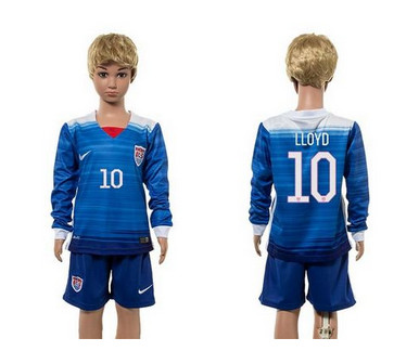 USA #10 LLOYD Away Long Sleeves Kid Soccer Country Jersey