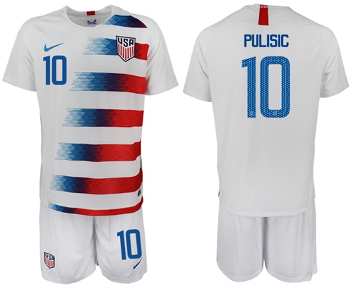 USA #10 Pulisic Home Soccer Country Jersey USA #10 Pulisic Home Soccer Country Jersey