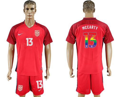 USA #13 Mccarty Red Rainbow Soccer Country Jersey USA #13 Mccarty Red Rainbow Soccer Country Jersey