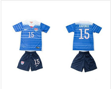 USA #15 Rapinoe Away Kid Soccer Country Jersey
