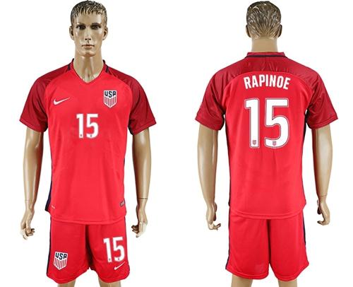 USA #15 Rapinoe Away Soccer Country Jersey USA #15 Rapinoe Away Soccer Country Jersey