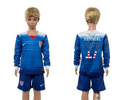 USA #17 Independence Independence Day Away Long Sleeves Kid Soccer  Country Jersey