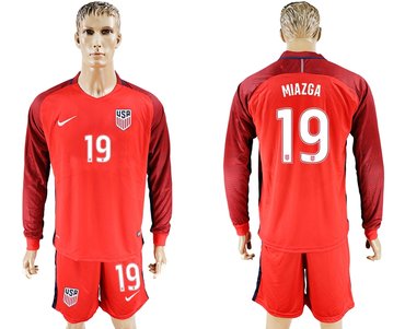 USA #19 Miazga Home Long Sleeves Soccer Country Jersey
