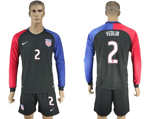 USA #2 Yedlin Away Long Sleeves Soccer Country Jersey USA #2 Yedlin Away Long Sleeves Soccer Country Jersey
