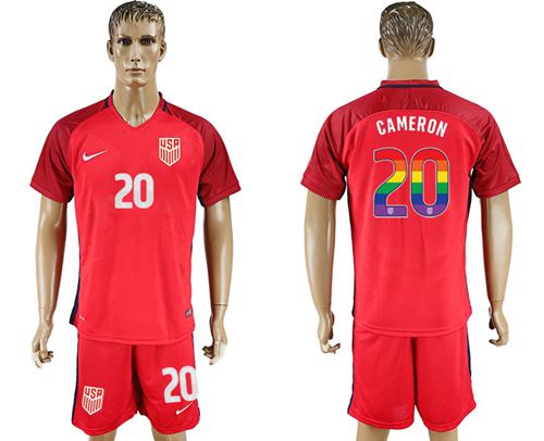 USA #20 Cameron Red Rainbow Soccer Country Jersey USA #20 Cameron Red Rainbow Soccer Country Jersey