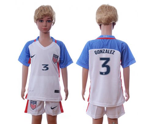USA #3 Gonzalez Home Kid Soccer Country Jersey USA #3 Gonzalez Home Kid Soccer Country Jersey