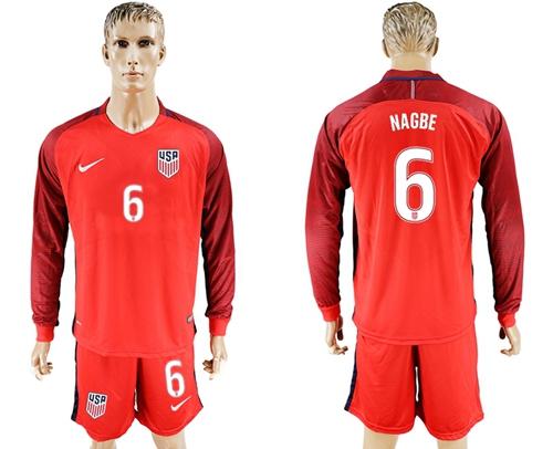 USA #6 Nagbe Away Long Sleeves Soccer Country Jersey USA #6 Nagbe Away Long Sleeves Soccer Country Jersey