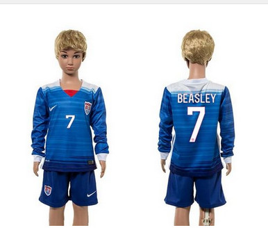 USA #7 Beasley Away Long Sleeves Kid Soccer Country Jersey