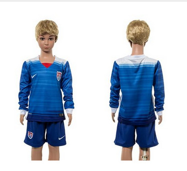 USA Blank Away Long Sleeves Kid Soccer Country Jersey