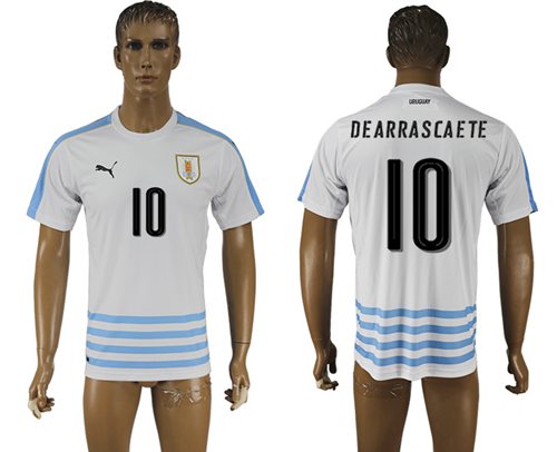 Uruguay #10 Dearrascaete Away Soccer Country Jersey Uruguay #10 Dearrascaete Away Soccer Country Jersey