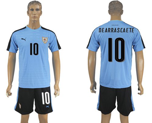Uruguay #10 Dearrascaete Home Soccer Country Jersey Uruguay #10 Dearrascaete Home Soccer Country Jersey