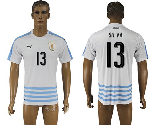 Uruguay #13 Silva Away Soccer Country Jersey Uruguay #13 Silva Away Soccer Country Jersey