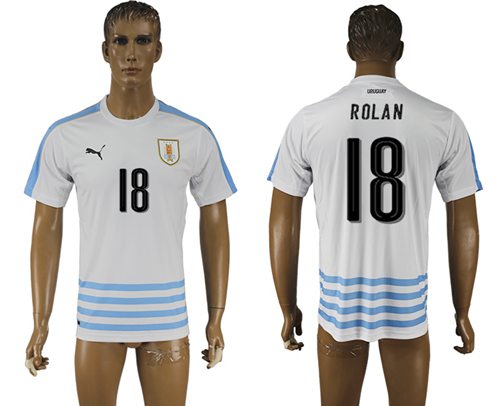 Uruguay #18 Rolan Away Soccer Country Jersey Uruguay #18 Rolan Away Soccer Country Jersey