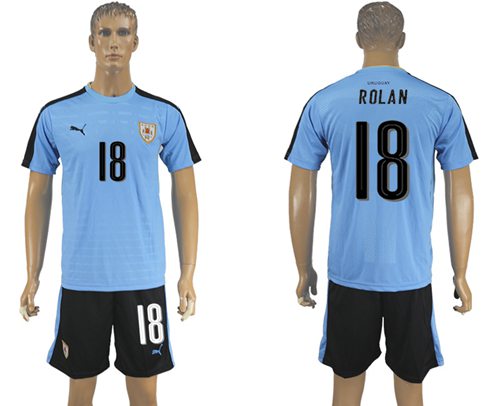 Uruguay #18 Rolan Home Soccer Country Jersey Uruguay #18 Rolan Home Soccer Country Jersey