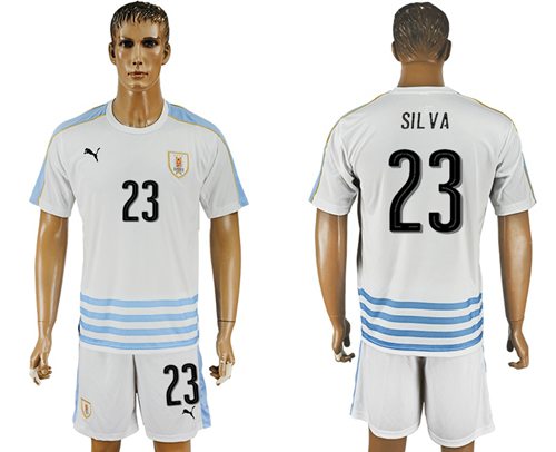 Uruguay #23 Silva Away Soccer Country Jersey Uruguay #23 Silva Away Soccer Country Jersey