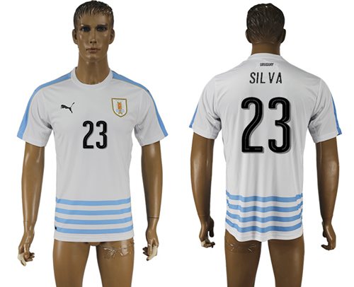 Uruguay #23 Silva Away Soccer Country Jersey Uruguay #23 Silva Away Soccer Country Jersey