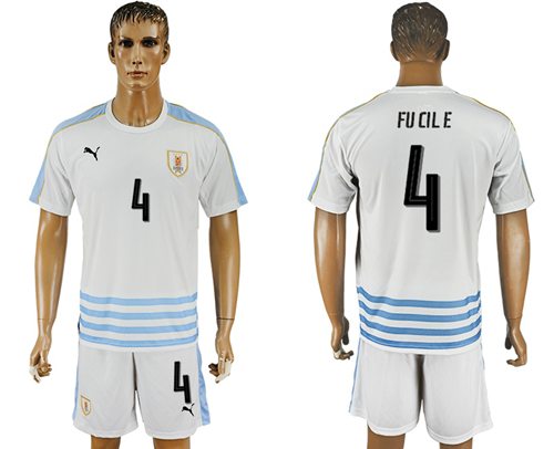 Uruguay #4 Fucile Away Soccer Country Jersey Uruguay #4 Fucile Away Soccer Country Jersey